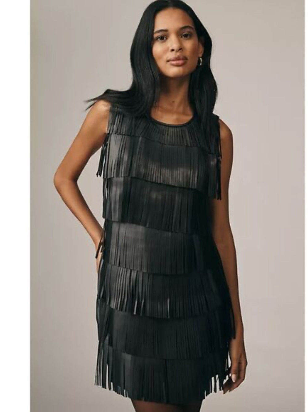 Nwt siempre faux leather fringe shift dress